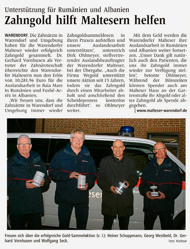 Zahngold hilft Maltesern