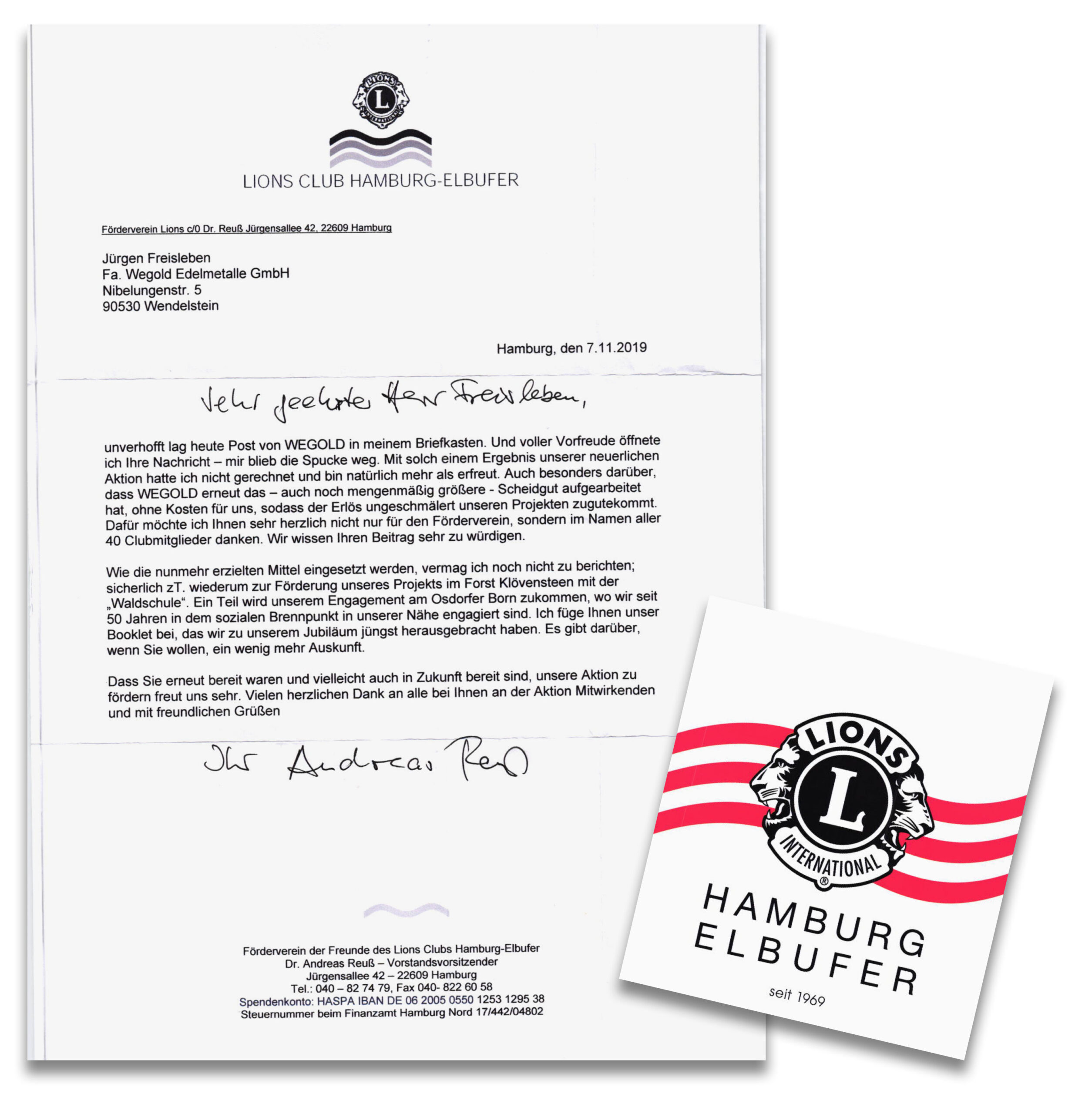 Altgold-Spende des Lions Club Hamburg
